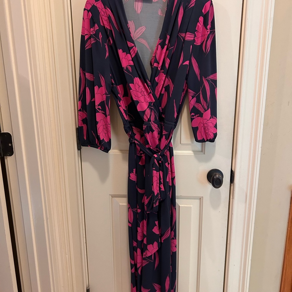 Lane Bryant Floral Wrap Dress in Pink and Blue
